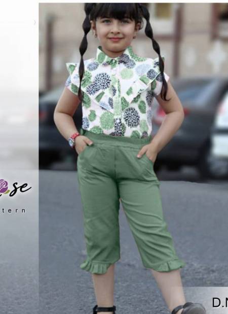 Green Colour ROSE Fancy Stylish Regular Wear Rayon Designer Top With Pant Collection ROSE 6